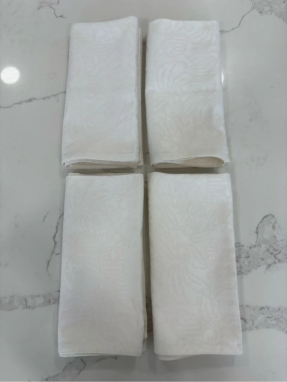 Ralph Lauren White Floral Jacquard Dinner Napkins Set of 4